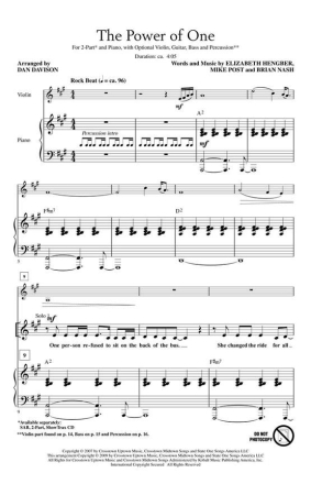 The Power of One 2-Part Choir Chorpartitur