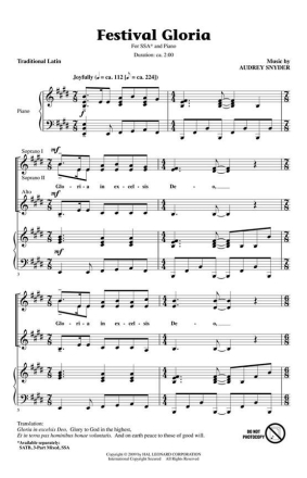 Audrey Snyder, Festival Gloria SSA Chorpartitur