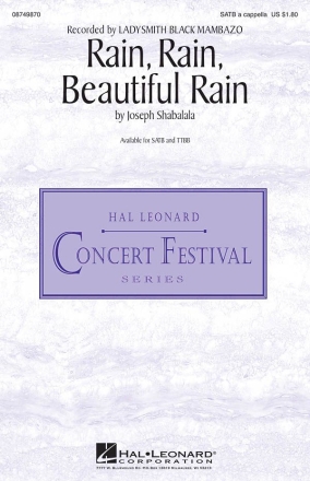 Joseph Shabalala, Rain, Rain, Beautiful Rain SATB a Cappella Chorpartitur