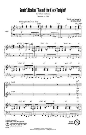 Kirby Shaw, Santa's Rockin' 'Round the Clock Tonight! 2-Part Choir Chorpartitur