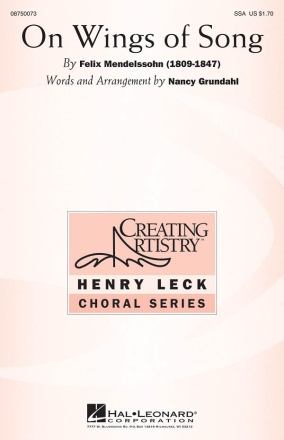 Felix Mendelssohn Bartholdy, On Wings of Song SSA Chorpartitur