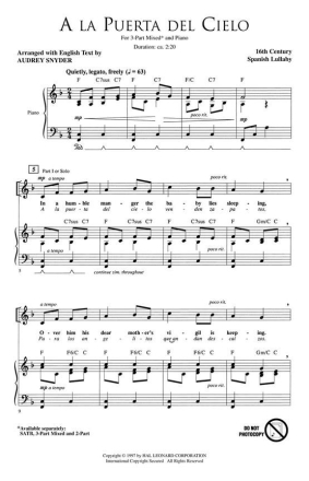 A la Puerta del Cielo 3-Part Choir Chorpartitur