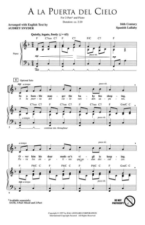 A la Puerta del Cielo 2-Part Choir Chorpartitur