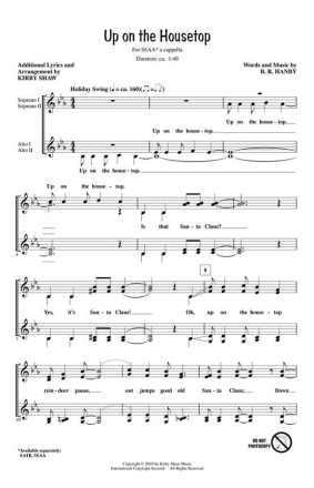 Benjamin Hanby, Up on the Housetop SSAA a Cappella Chorpartitur