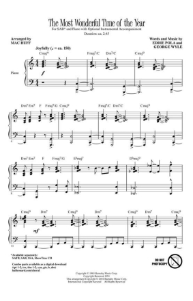 The most wonderful time of the year SAB and Piano Chorpartitur