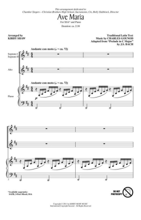 Ave Maria for female chorus (SSA) and piano chorus score