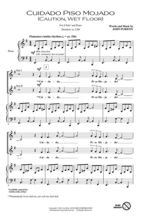 John Purifoy, Cuidado Piso Mojado 2-Part Choir Chorpartitur
