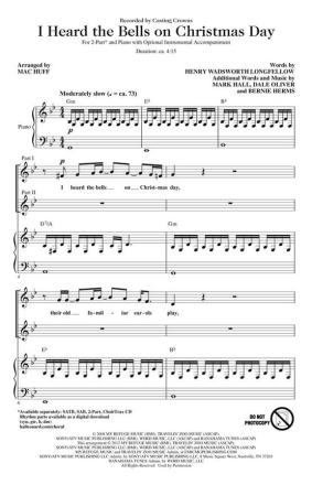 Bernie Herms_Dale Oliver_Mark Hall, I Heard the Bells On Christmas Day 2-Part Choir Chorpartitur