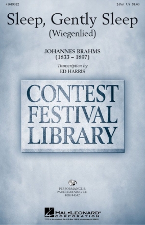Johannes Brahms, Sleep, Gently Sleep Wiegenlied 2-Part Choir Chorpartitur