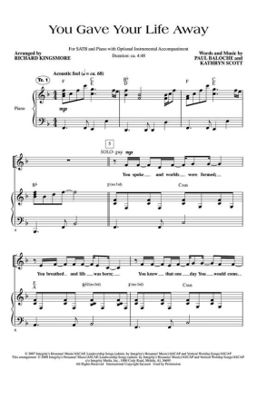 Kathryn Scott_Paul Baloche, You Gave Your Life Away Orchestra Stimmen-Set
