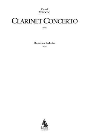 David Stock, Clarinet Concerto Clarinet Partitur
