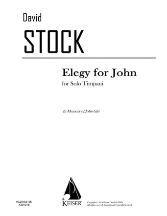 Elegy for John for Solo Timpani Timpani Buch