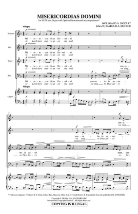 Wolfgang Amadeus Mozart, Misericordias Domini SATB Chorpartitur
