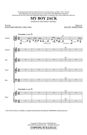 Kelsey Hohnstein, My Boy Jack SATB Chorpartitur
