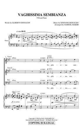 Stefano Donaudy, Vaghissima Sembianza TTB Chorpartitur