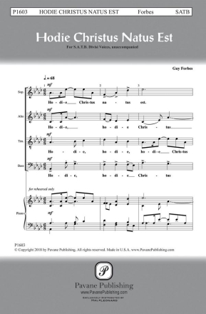 Guy Forbes, Hodie Christus natus est SATB Divisi Chorpartitur