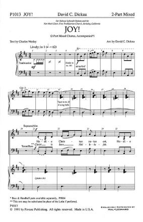 Georg Friedrich Hndel, Joy! 2-Part Choir Chorpartitur