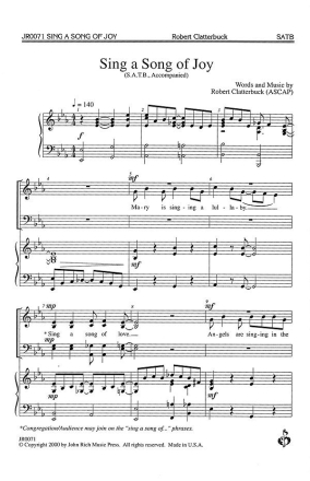 Robert C. Clatterbuck, Sing a Song of Joy SATB Chorpartitur