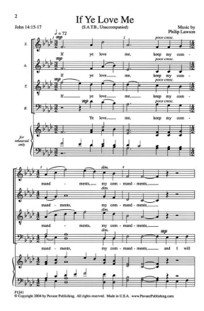 Philip Lawson, If Ye Love Me SATB Chorpartitur