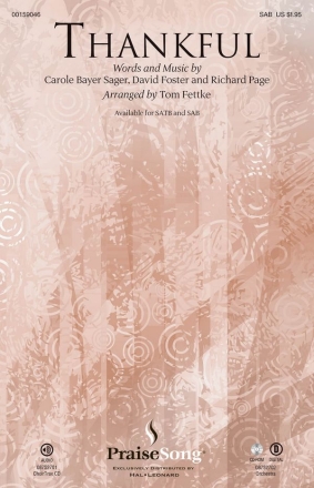 Carole Bayer Sager_David Foster_Richard Page, Thankful SAB Chorpartitur