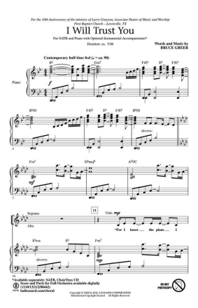 Bruce Greer, I Will Trust You Orchestra Stimmen-Set