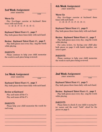 1st Semester Class Lesson Sheets Klavier Blatt