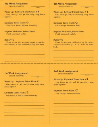 2nd Semester Class Lesson Sheets Klavier Blatt
