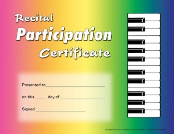 Recital Participation Certificate Klavier Buch