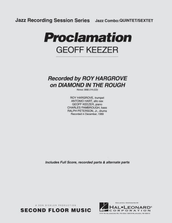 Geoff Keezer, Proclamation Jazz-Quintet/Sextet Partitur + Stimmen