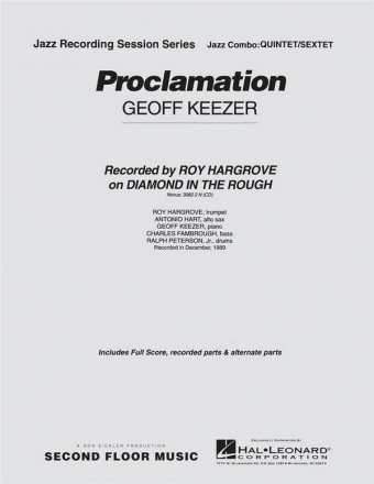 Geoff Keezer, Proclamation Jazz-Quintet/Sextet Partitur