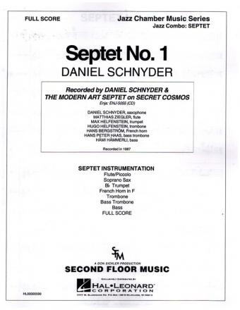 Septet no.1 for jazz septet (fl, sax, tr, tromb, French horn, bass trombone, bass score