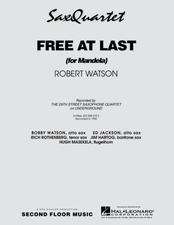 Robert Watson, Free At Last Saxophonquartett Partitur + Stimmen