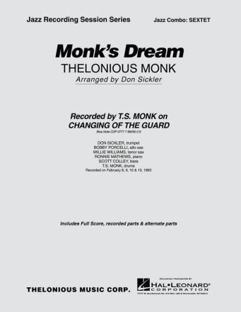 Thelonious Monk, Monk's Dream Melody Line [variable tuning] and Rhythm Section Partitur + Stimmen