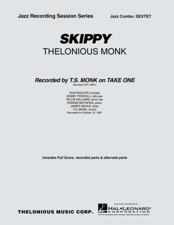 Thelonious Monk, Skippy Jazz Sextet Partitur + Stimmen