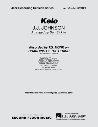 JJ Johnson, Kelo Jazz Sextet Partitur + Stimmen