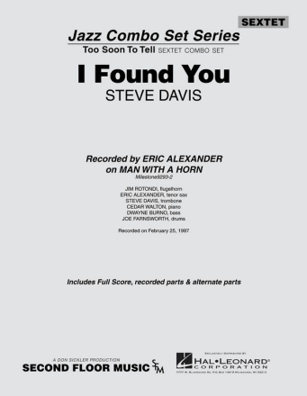 Steve Davis, I Found You Jazz Ensemble Partitur + Stimmen