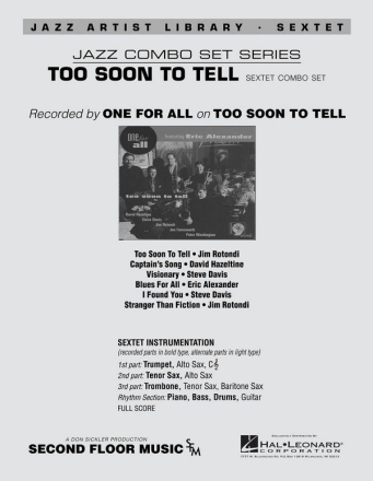One For All - Too Soon To Tell Combo Set Jazz Ensemble Partitur + Stimmen