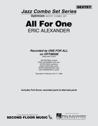 Eric Alexander, All for One Jazz Sextet Partitur + Stimmen