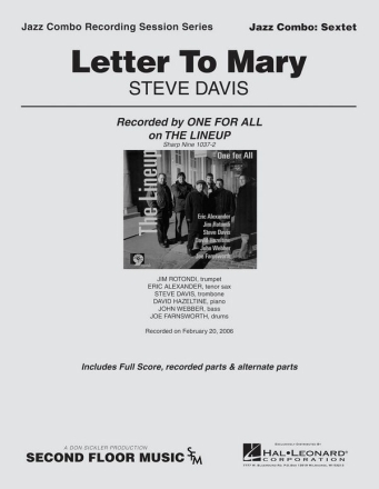 Steve Davis, Letter to Mary Jazz Sextet Partitur + Stimmen
