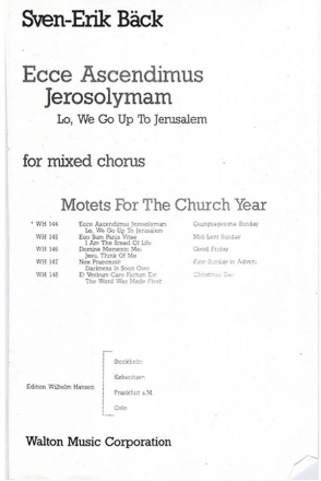 Sven-Erik Back, Ecce Ascendimus Jerosolymam SATB a Cappella Chorpartitur