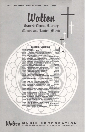 Warren Angell, All Glory, Laud and Honor SATB Chorpartitur