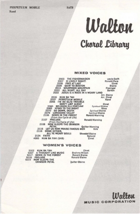 Geoffrey Rand, Perpetuum Mobile SATB a Cappella Chorpartitur
