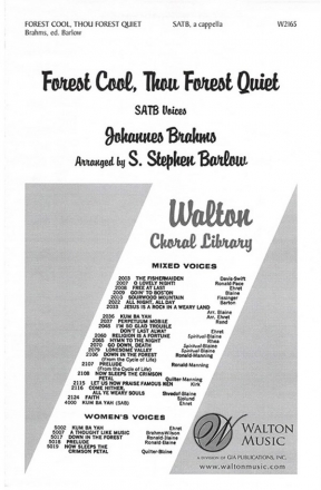 Johannes Brahms, Forest Cool, Thou Forest Quiet SATB a Cappella Chorpartitur