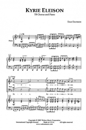 Dan Davison, Kyrie Eleison TB Chorpartitur