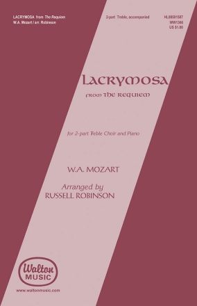 Wolfgang Amadeus Mozart, Lacrymosa (from Requiem) 2-Part Choir Chorpartitur