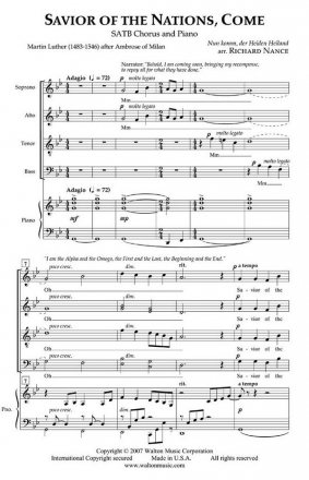 Traditional, Savior of the Nations, Come Orchestra Partitur + Stimmen