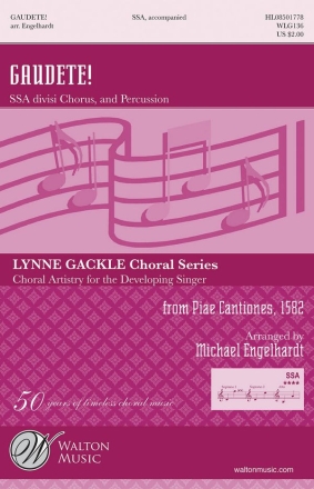 Gaudete! from 'Piae Cantiones' (1582) for female choir (SSA DIVISI) and percussion chorus score