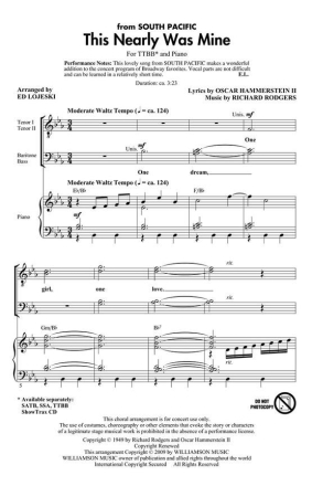 Oscar Hammerstein II_Richard Rodgers, This Nearly was mine (from South TTBB and Piano Chorpartitur