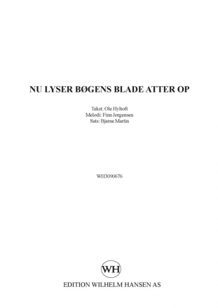 Nu Lyser Bgens Blade Atter Op Mixed Choir [SAB] Klavierauszug