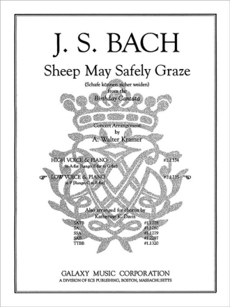 Johann Sebastian Bach, Sheep May Safely Graze Low Voice [F] and Piano Buch